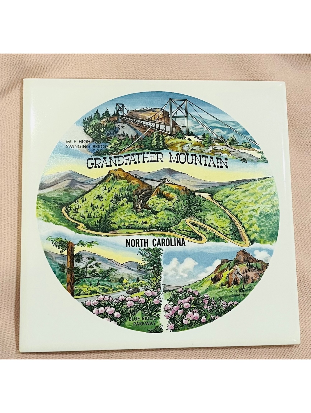 Grandfather Mountain North Carolina Ceramic Tile with Cork Backing - Mile High,
